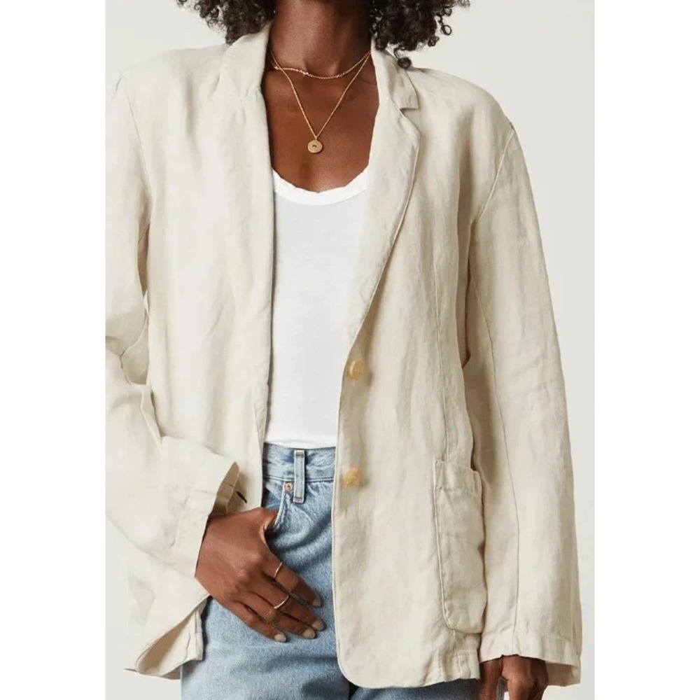 Velvet by Graham & Spencer Cream Linen Blazer Size S